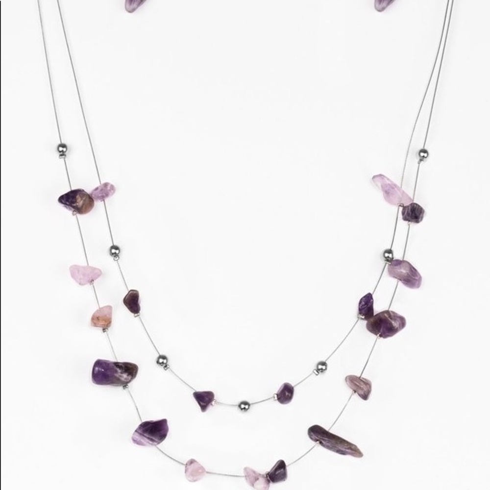Pretty Purple Pebbles Necklace & Earrings Set - Picture 1 of 5